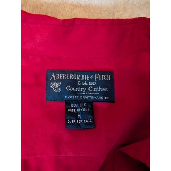 ABERCROMBIE & FITCH Women's Red Silk Blouse Medium Country Clothes Vintage - Picture 3 of 7